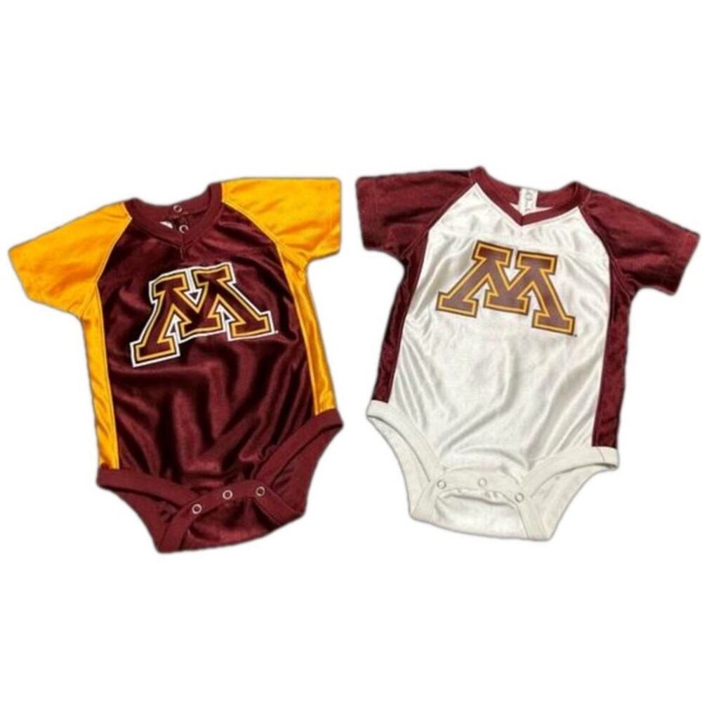 University of Minnesota Baby Bodysuits Jerseys Set 6-9 Month's EUC